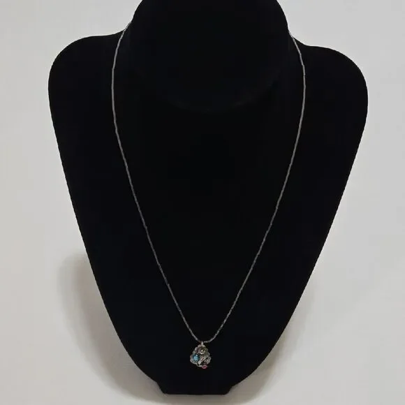 Navajo Turquoise Sterling Silver Necklace - Picture 2 of 6